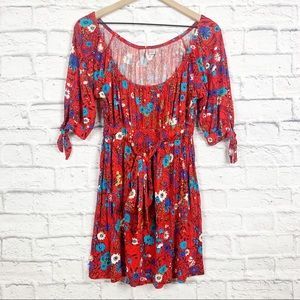 Anthro Ric Rac Binoculars tunic M floral print tie